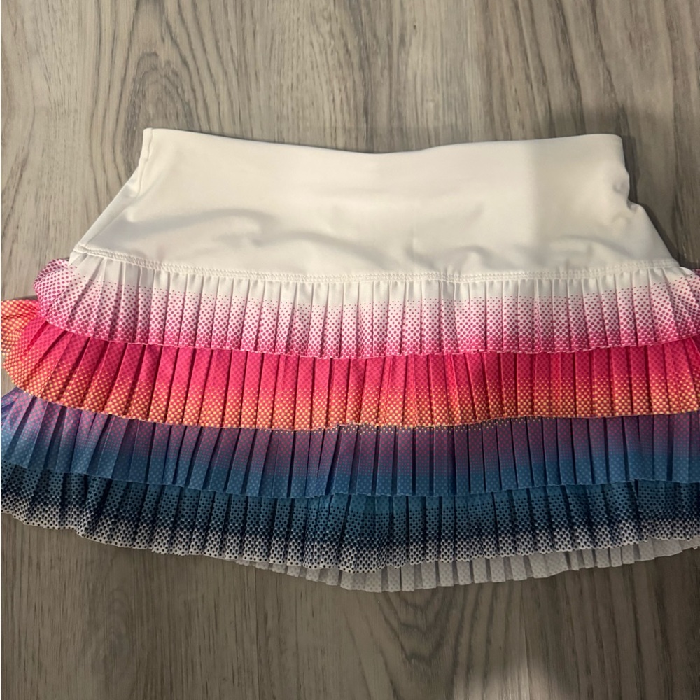 Lucky in Love White and Multicolor Pleated Skirt